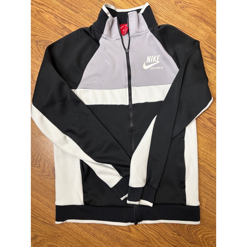 Nike Sportswear Full Zip Track Jacket Colorblock Black Grey White Small